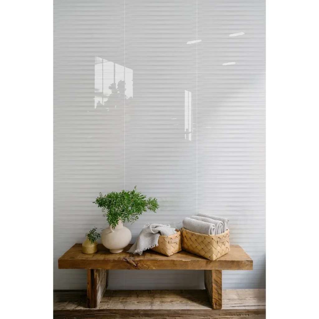 Fotografía de Baldosa estructurada para pared Althar Blanco Brillante - Construmarket