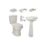 Fotografía de Combo Laguna Balta Bone: sanitario, lavamanos con pedestal, grifería y accesorios...
