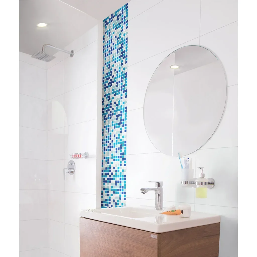 Fotografía de Mosaico Venecita Confeti Azul Cara Única 32.4x32.4 - Construmarket