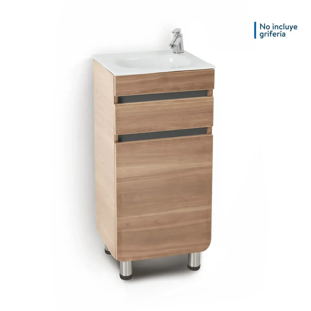 Fotografía de Mueble Aluvia a piso miel con lavamanos 40x35 cm - Construmarket