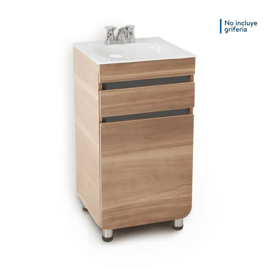 Fotografía de Mueble Aluvia a piso miel con lavamanos 45x45 cm - Construmarket