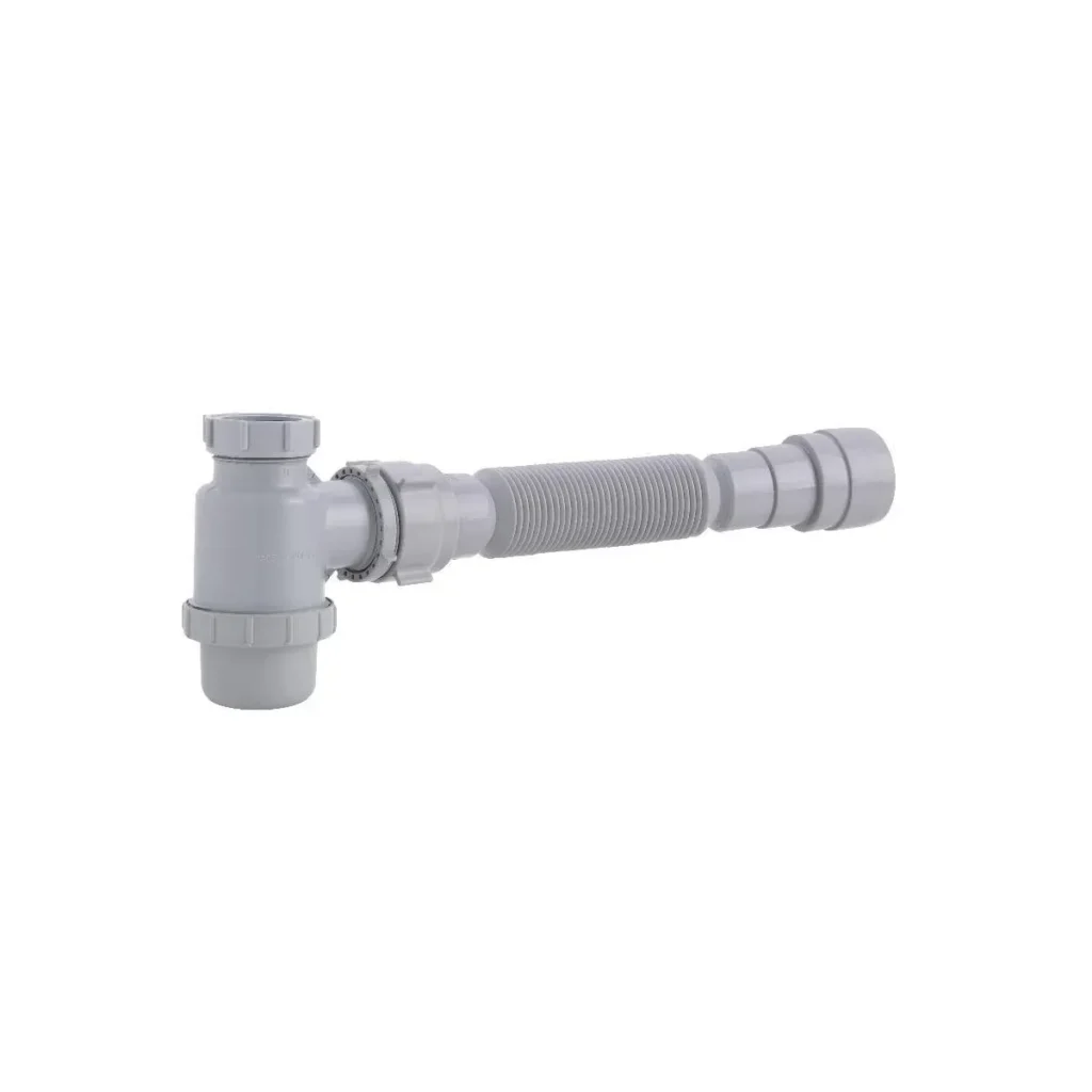 Fotografía de Sifón para lavamanos botella flexible color gris | Grival - Construmarket