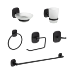 Fotografía de Kit Accesorios Baño Grival Greta Mate Black 6 Piezas - Construmarket