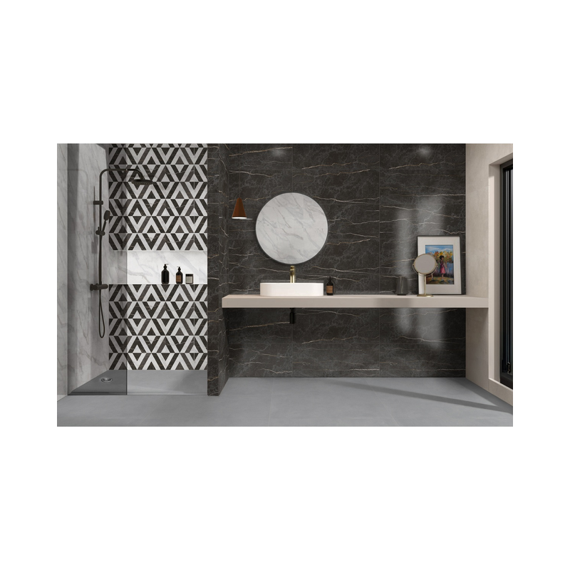 Fotografía de Pared Cerámica Corona Poseidón Gris Grafito 30.1x75.3 cm Por Caja 1.35 m2 -...