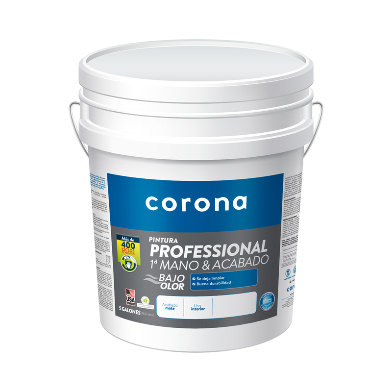 Fotografía de Pintura Corona Profesional 1A Mano Blanco Mate - Construmarket