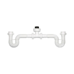 Fotografía de Sifón Expansible Blanco Gricol de Doble Poceta para Lavaplatos con Diseño Flexible...